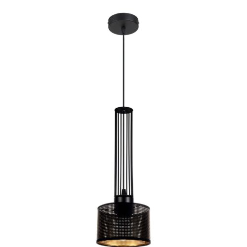 Lampa wisząca ELIS 15 - czarny stelaż i perforowany klosz Lampa wisząca ELIS 15 z czarnym stelażem i perforowanym kloszem