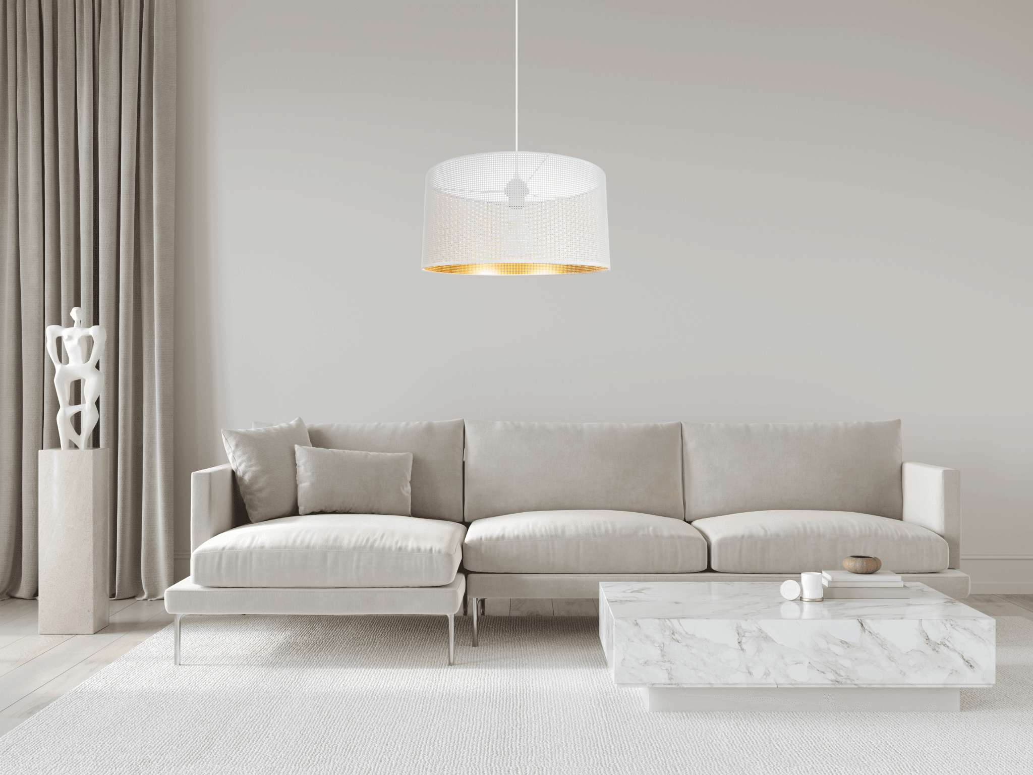 Lampa sufitowa ALDO 40 w stylowym salonie - elegancja i ciepłe oświetlenie.