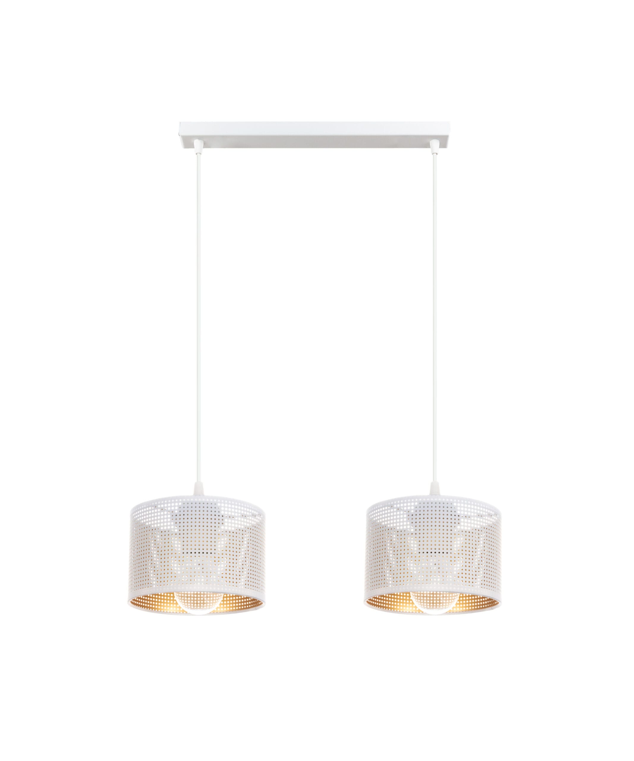 Lampa sufitowa ALDO 15 podwójna 55 biało-złota Lampa sufitowa ALDO 15 podwójna 55 z dwoma abażurami w kolorze biało-złotym