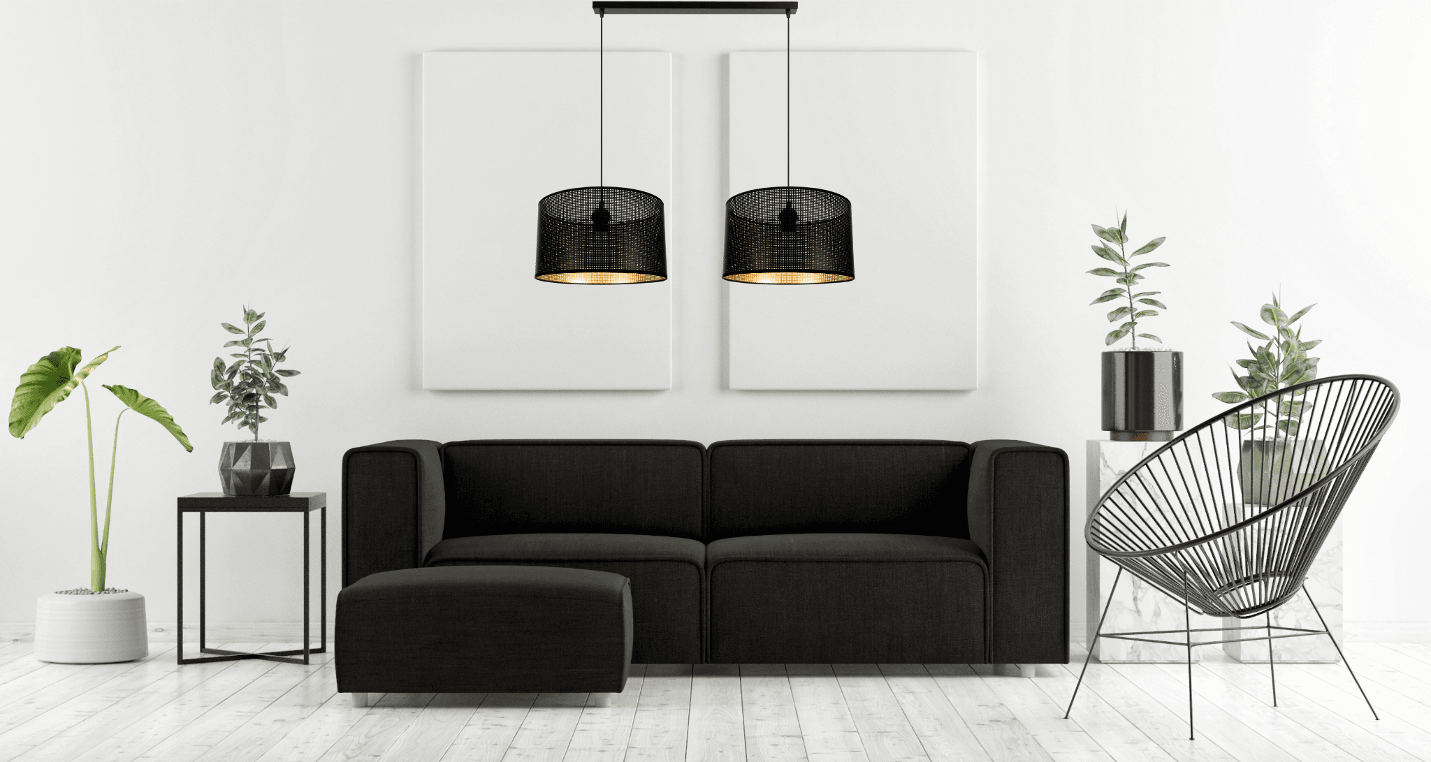 Lampa sufitowa ALDO 40 podwójna czarna - aranżacja wnętrza