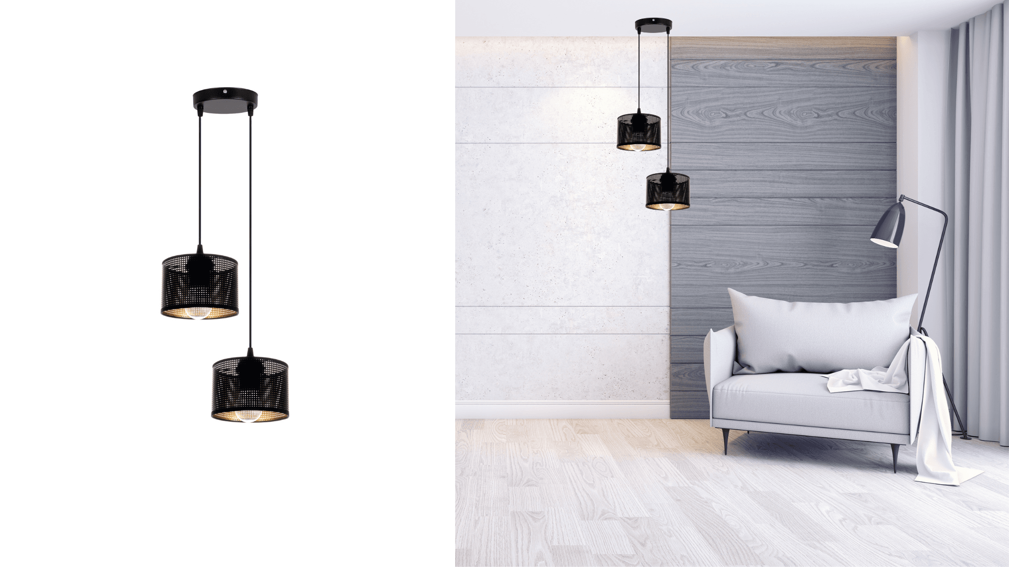 Lampa Aldo 15 Asymetria Podwójna w eleganckim, nowoczesnym wnętrzu