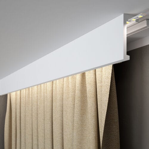 Maskownica karnisza QL026 – elegancka biała maskownica do karnisza sufitowego z podświetleniem LED